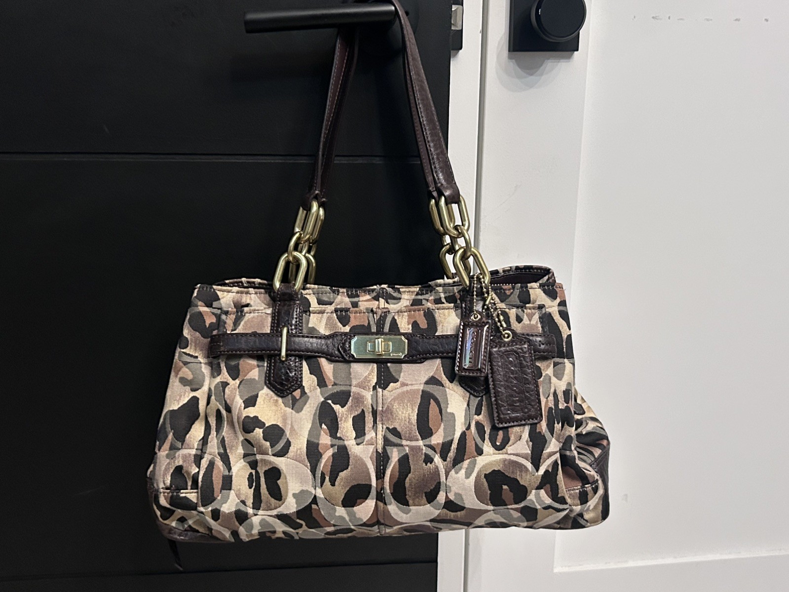 RARE VINTAGE COACH Chelsea Ocelot Leopard Jayden Carryall Satchel Bag 2011 RARE