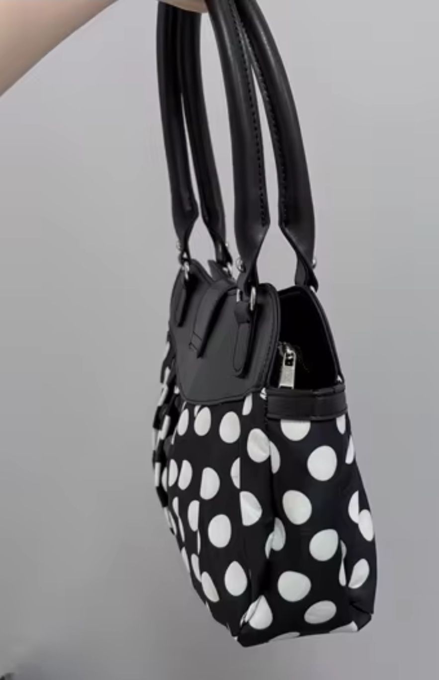 Vintage Polka Dot Buckle Satchel Handbag