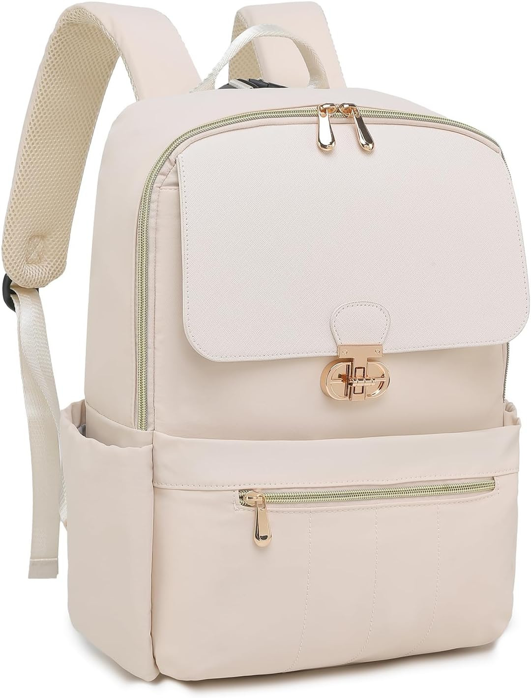 Laptop Backpack for Women 15.6 Inch Waterproof Daypack Beige
