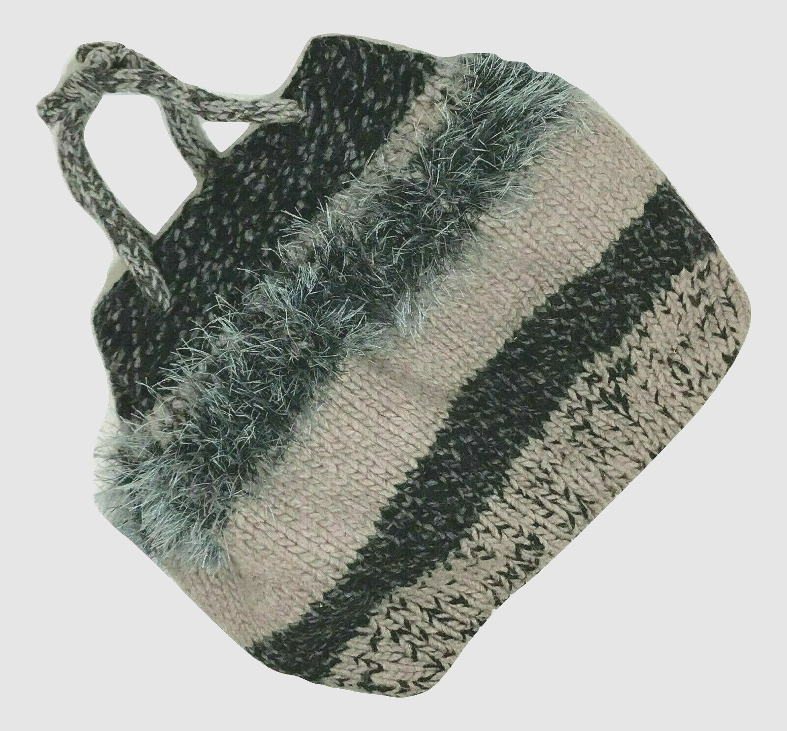 GRAY FUZZY BAG Bag Stone Gray Taupe 12 in x 13 in