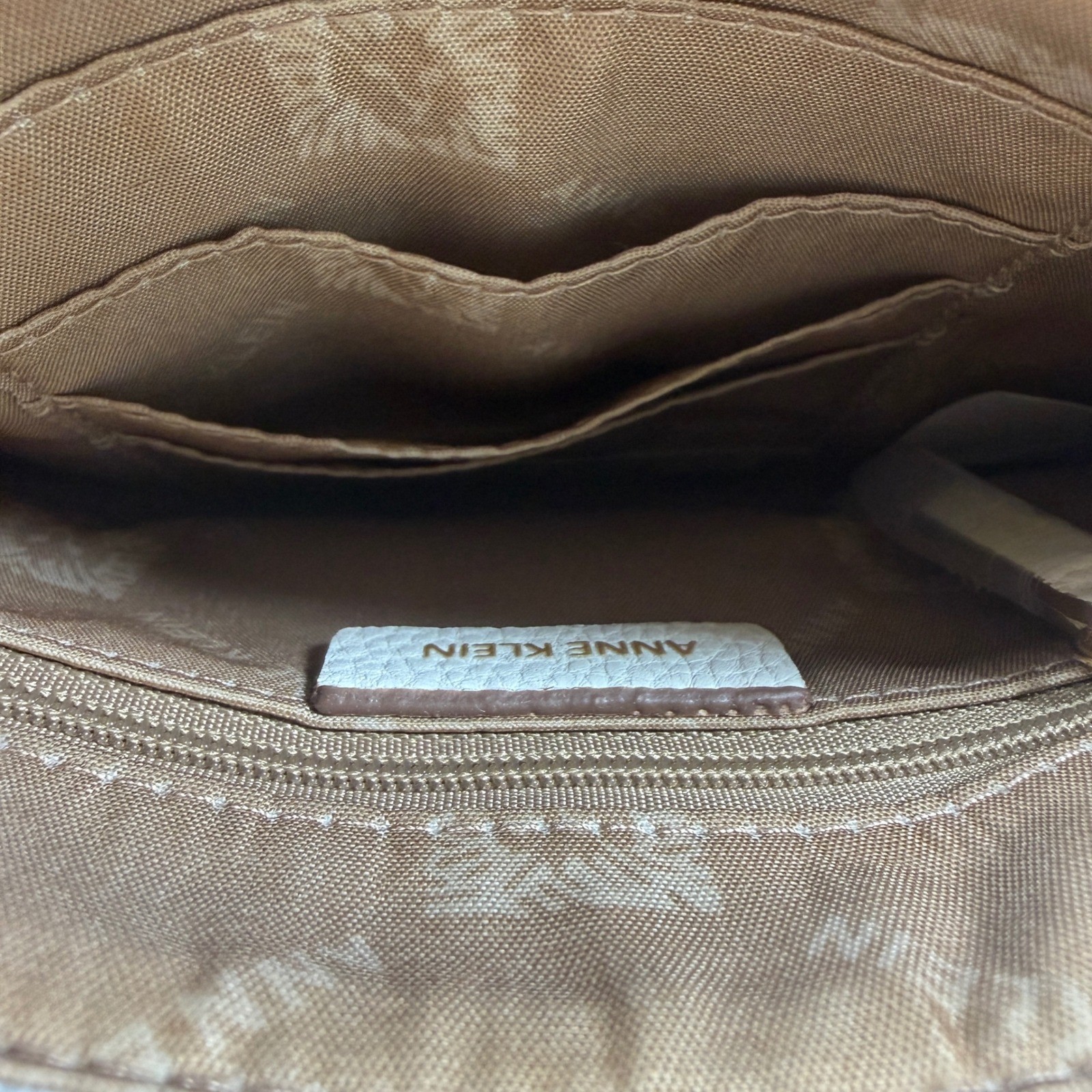 Anne Klein Snakeskin Print Triple Compartment Crossbody Bag Gold Tone Hardware