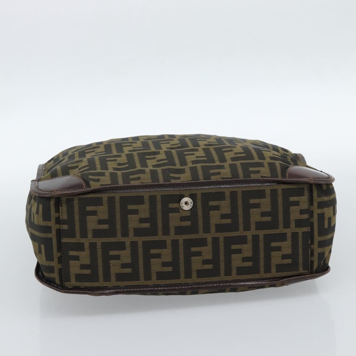 FENDI Zucca Canvas Hand Bag Black Brown Auth 183655