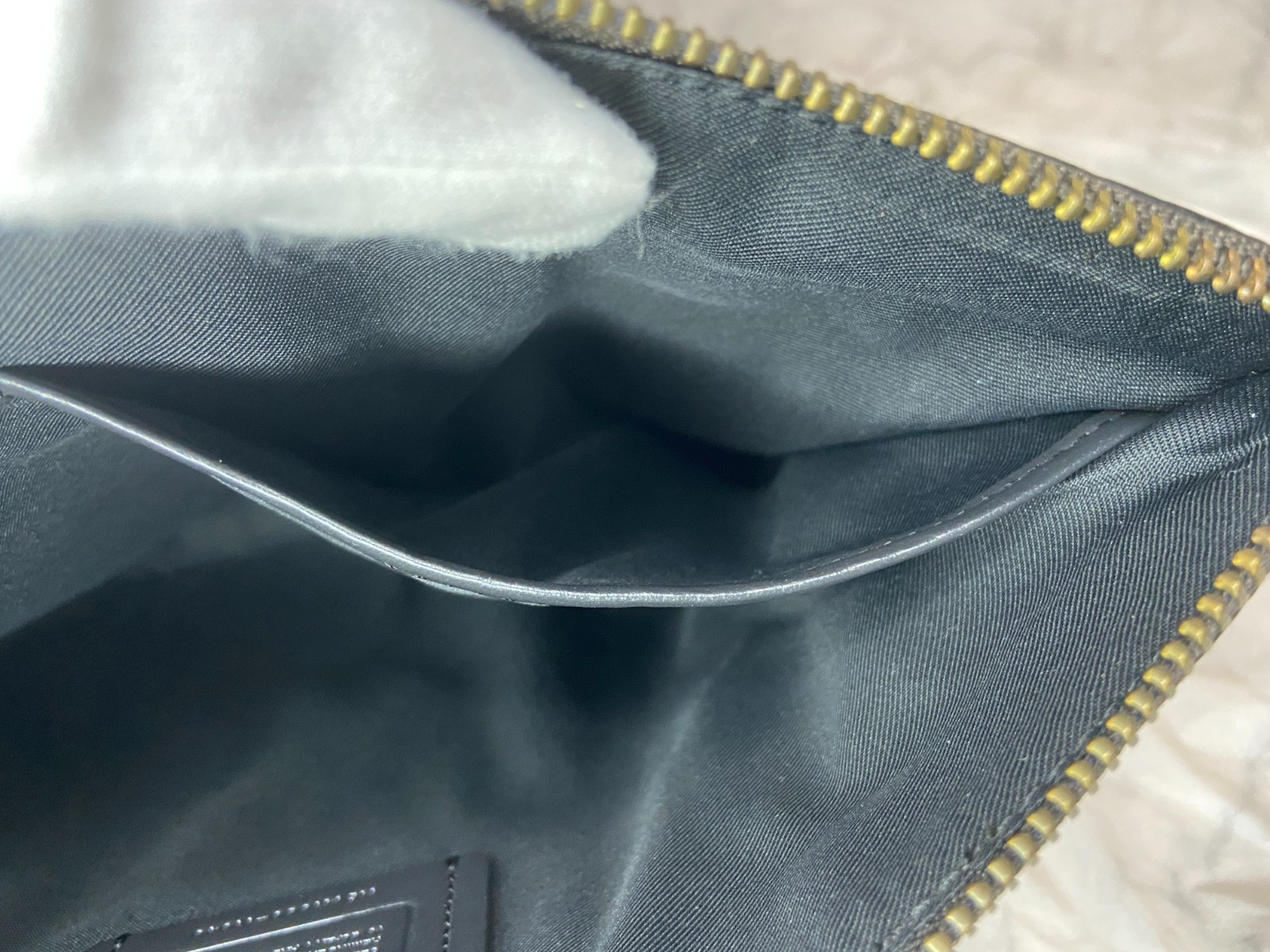 Coach 11040 Double Zip second bag clutch bag leather green strap Width 29.5cm