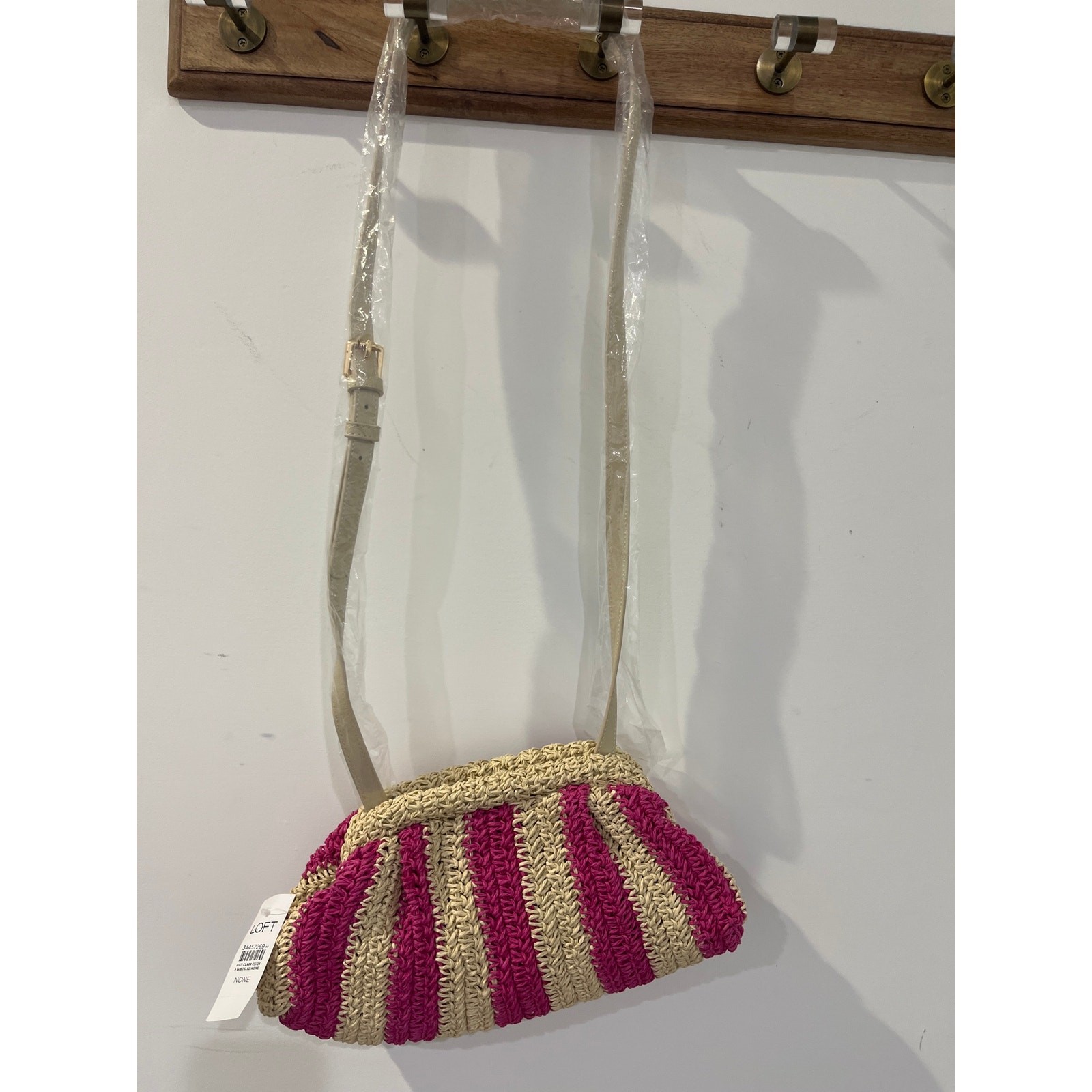 NWT Ann Taylor Loft Woven Straw Dumpling Handbag