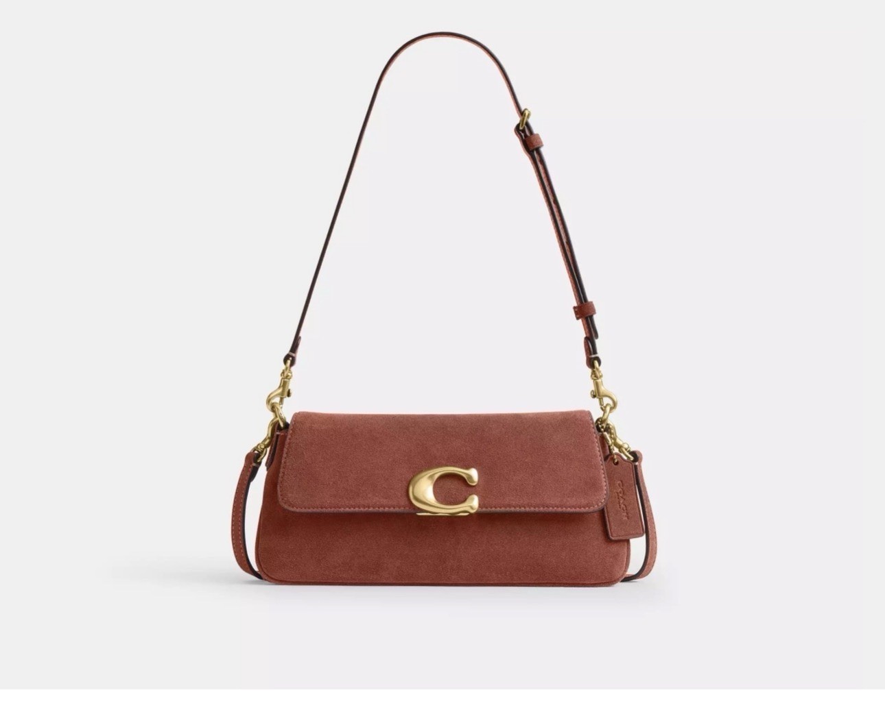 🛍️NEW COACH Jet Shoulder Bag Crossbody Suede Convertible Class Brass Clay CDZ74