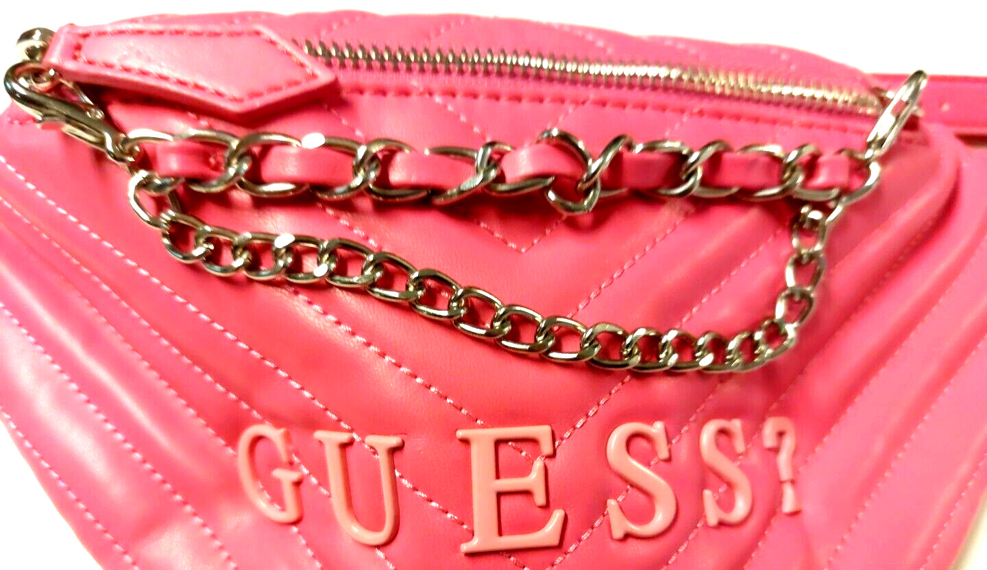 Guess Hot Pink Shoulder Bag Crossbody Fanny Pack Patent Finish 100% PU