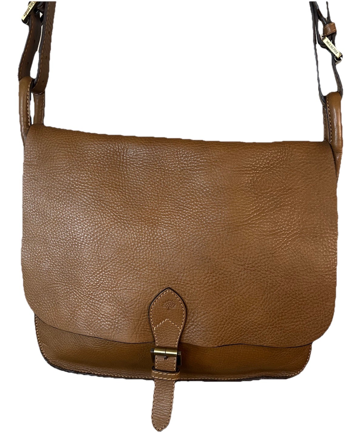 Mulberry England Sienna Leather One Buckle Messenger Bag Adj Strap