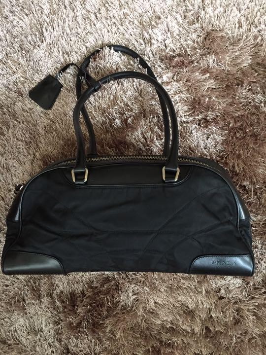 PRADA Shoulder Bag Mini Bowling Boston 00s Archive Black Nylon and leather Good