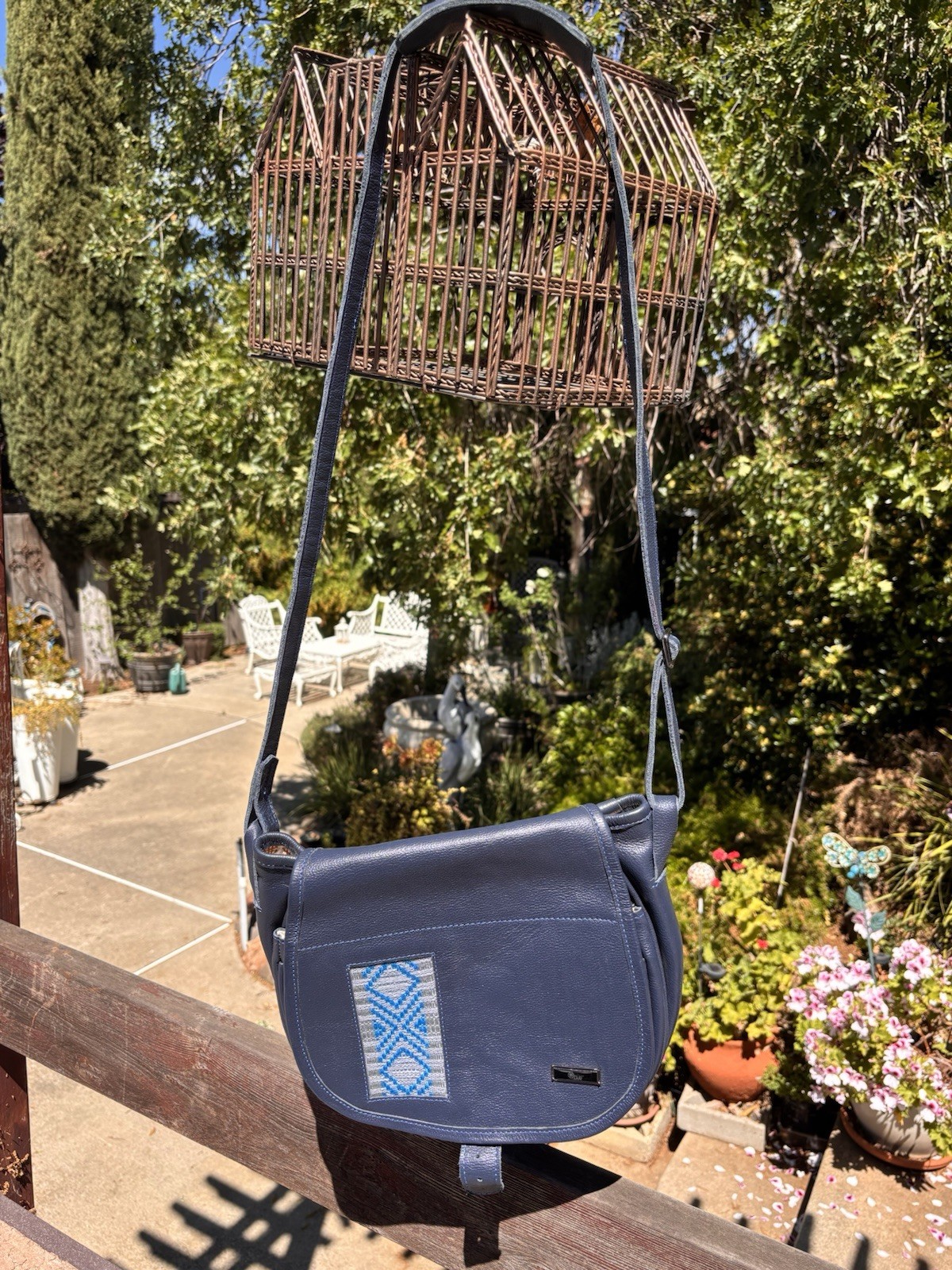 ZAAF Blue Leather Crossbody Bag Handcrafted Ethiopia Luxury Tote Tibi Lining NEW