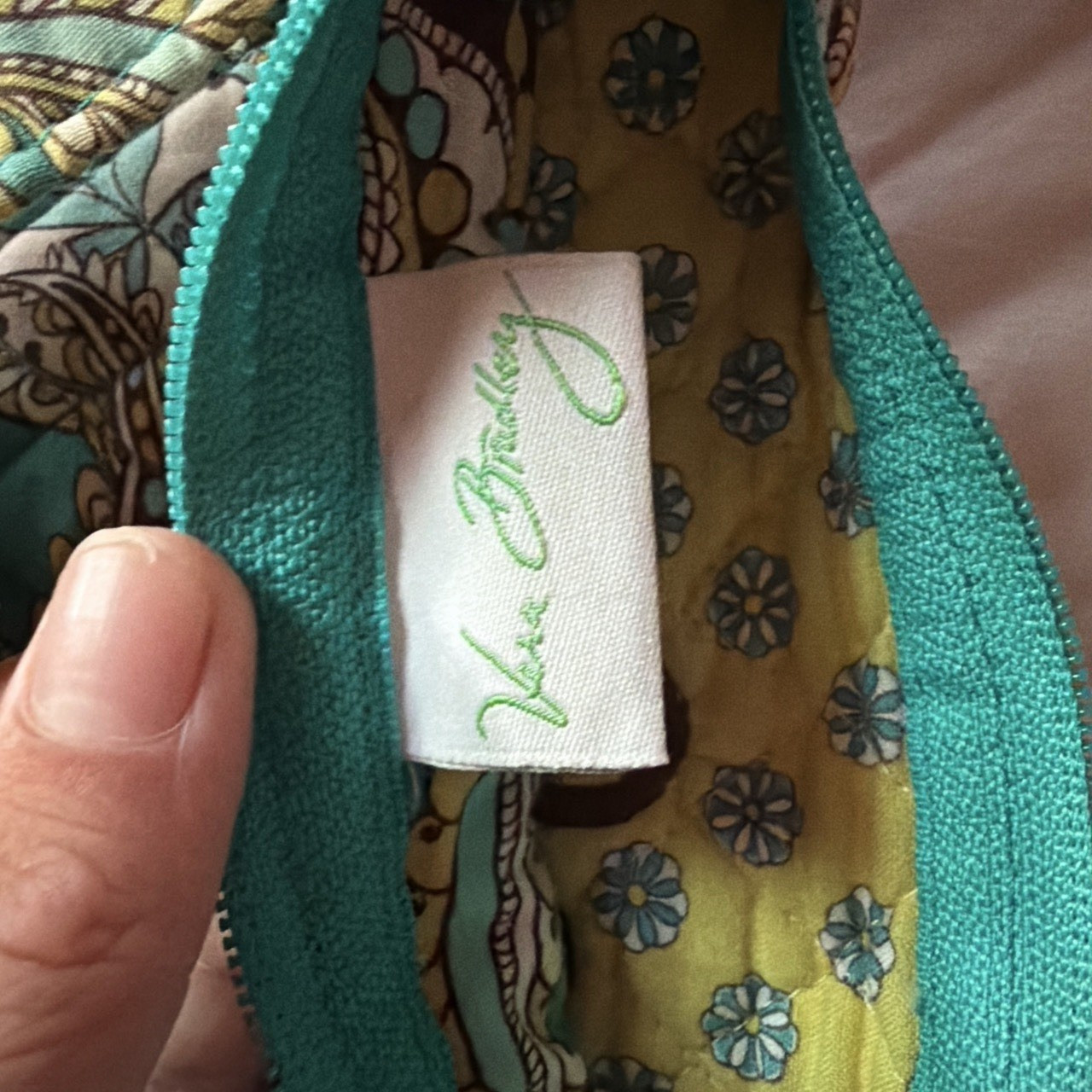 Vera Bradley vintage Zip-Top Small Shoulder Bag Teal Green brand new