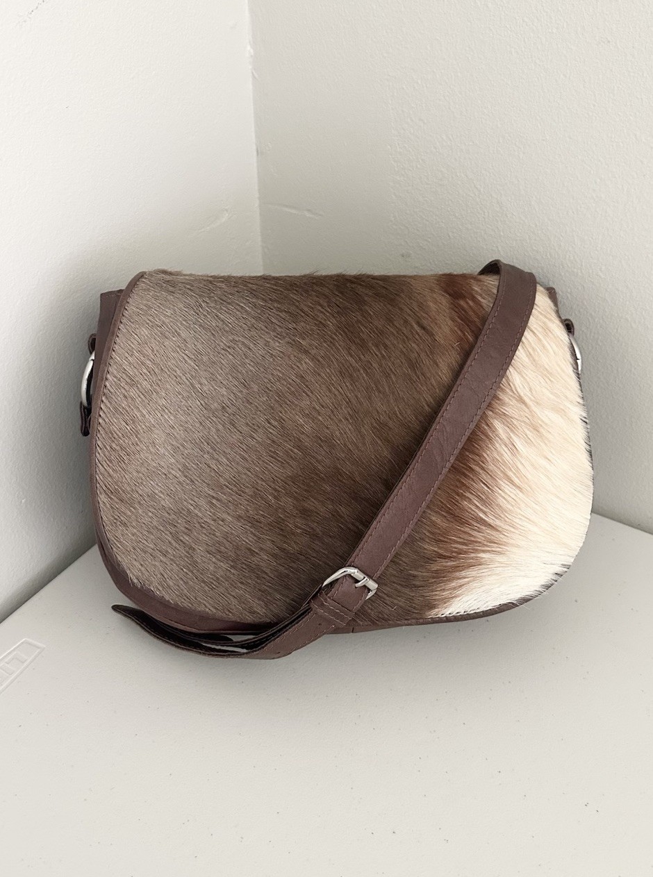 FSP Collection Genuine Cowhide Hair-On Leather Crossbody Saddle Bag Western Boho