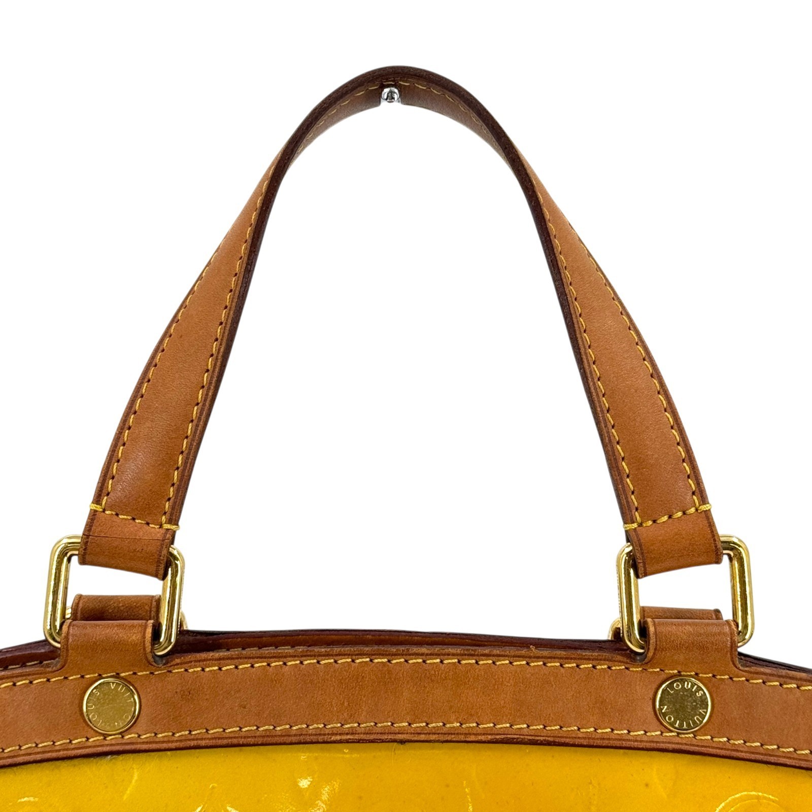 LOUIS VUITTON Brea MM Monogram Vernis Patent Yellow Handbag M91690