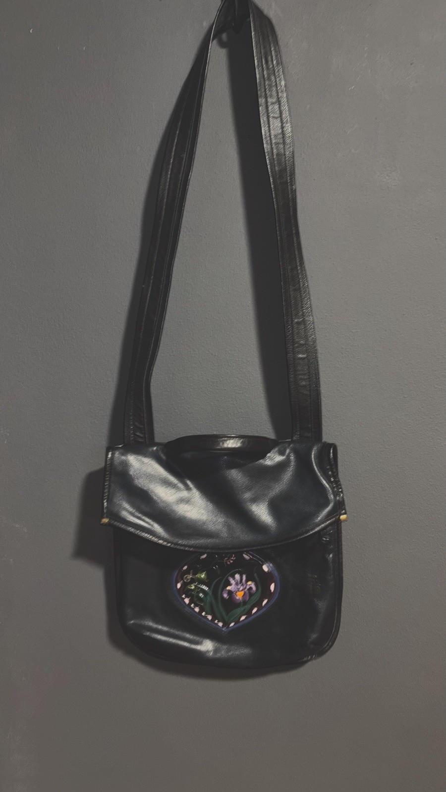 Turtle Ridge Duall Soft Cowhide Blue Leather Crossbody Shoulder Bag Embossed