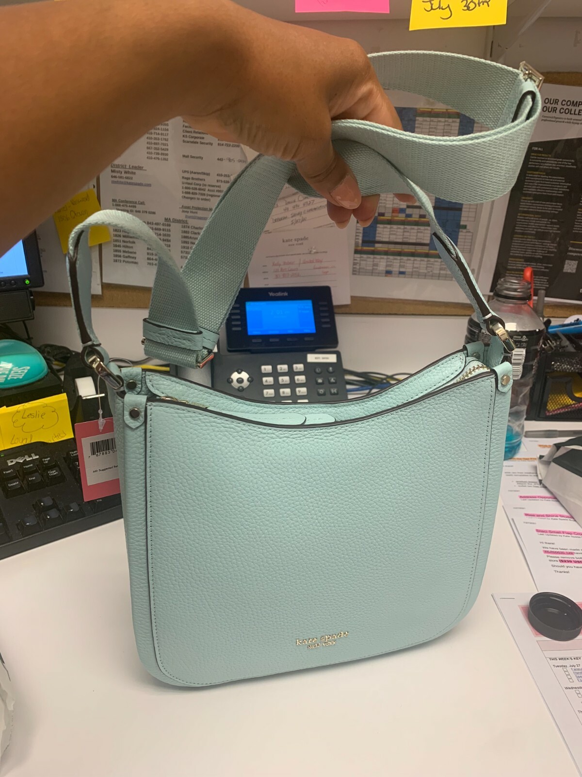 NWB Kate Spade Roulette Messenger Blue Leather Crossbody PXR00329 $228 Gift Bag