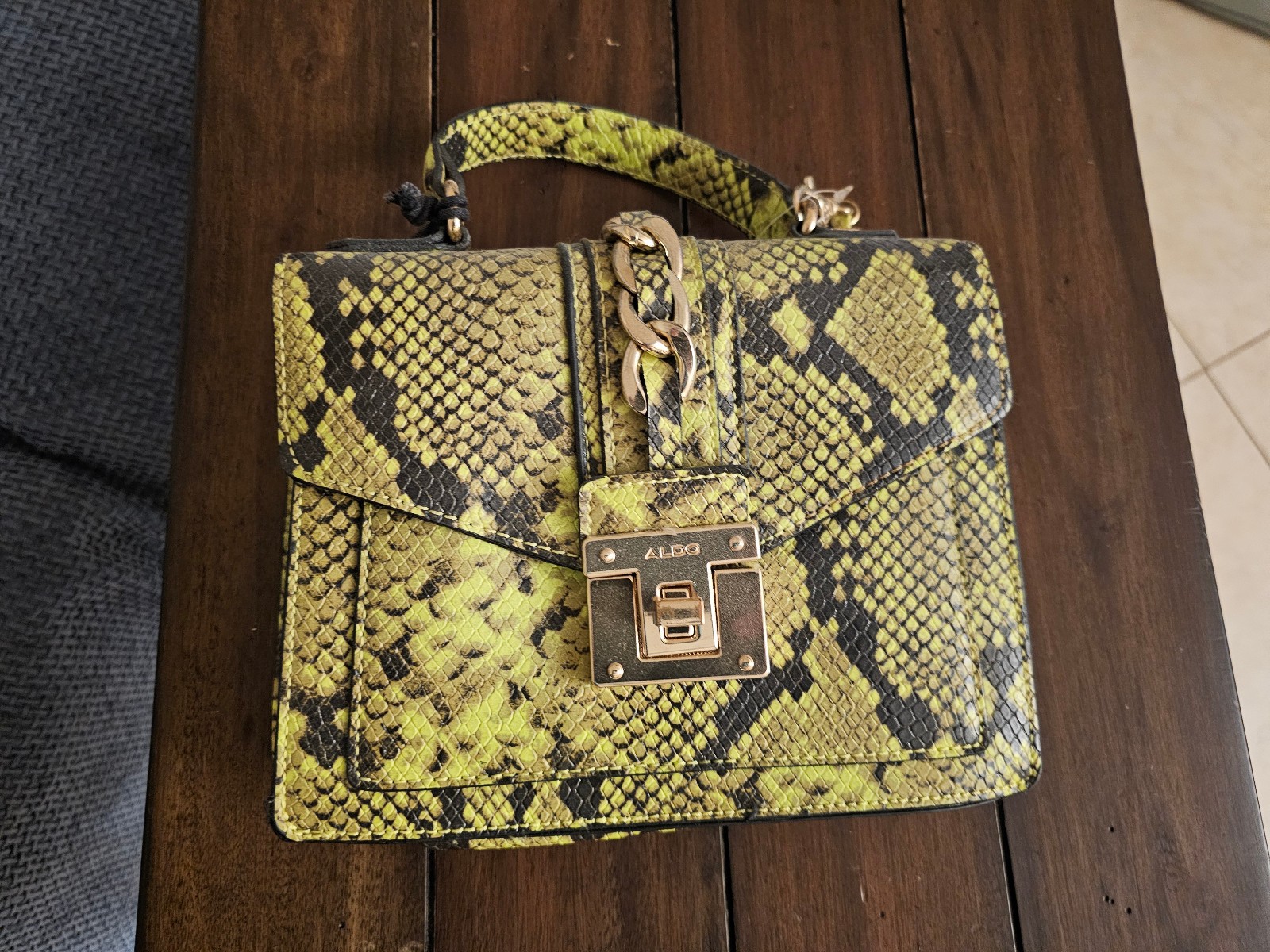 Aldo purse new acid green python