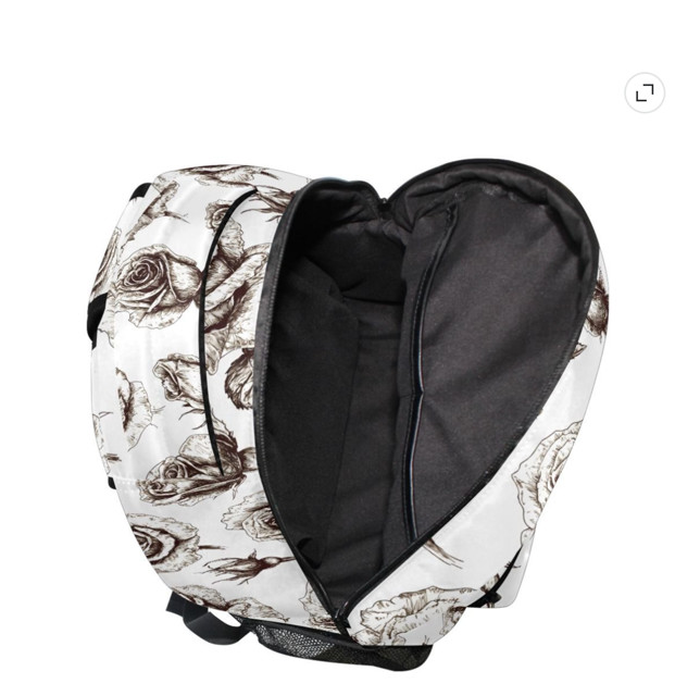 ALAZA Retro Rose Floral Print Backpack School Bookbag Travel Daypack white