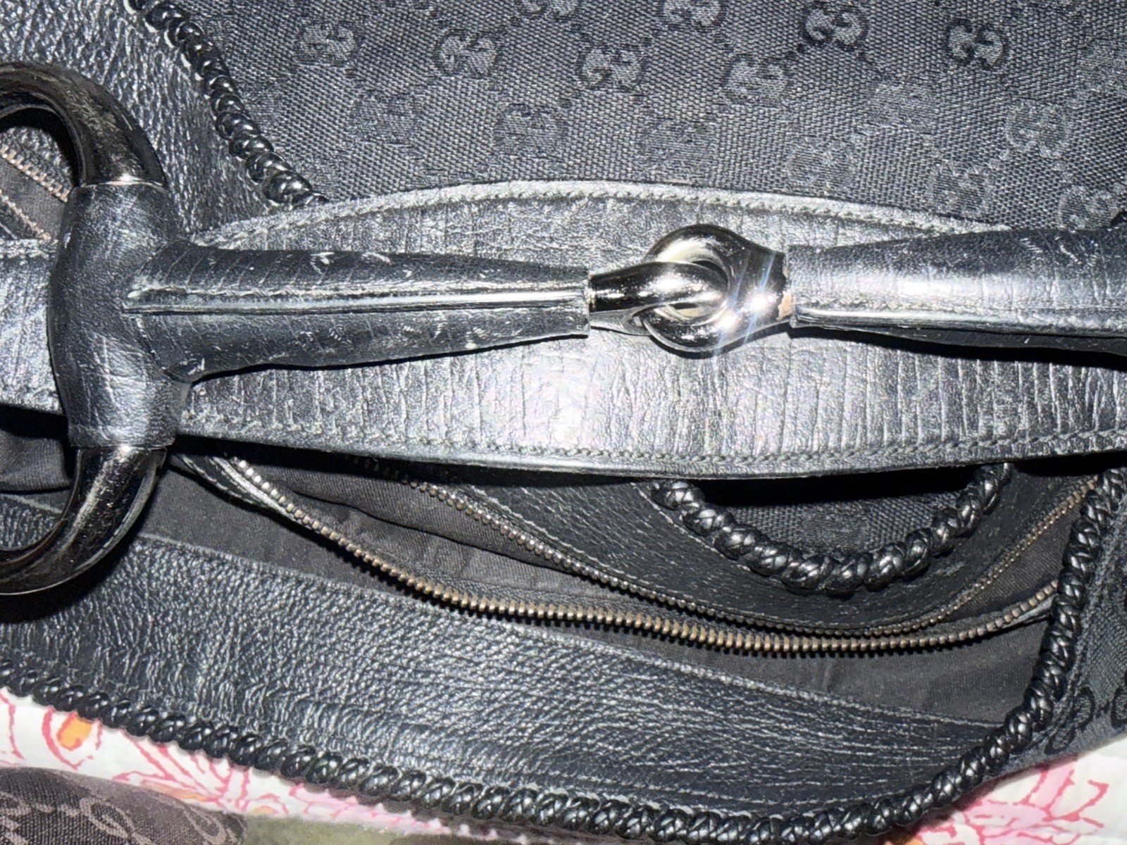 Large Authentic Gucci GG Horse Bit Hobo