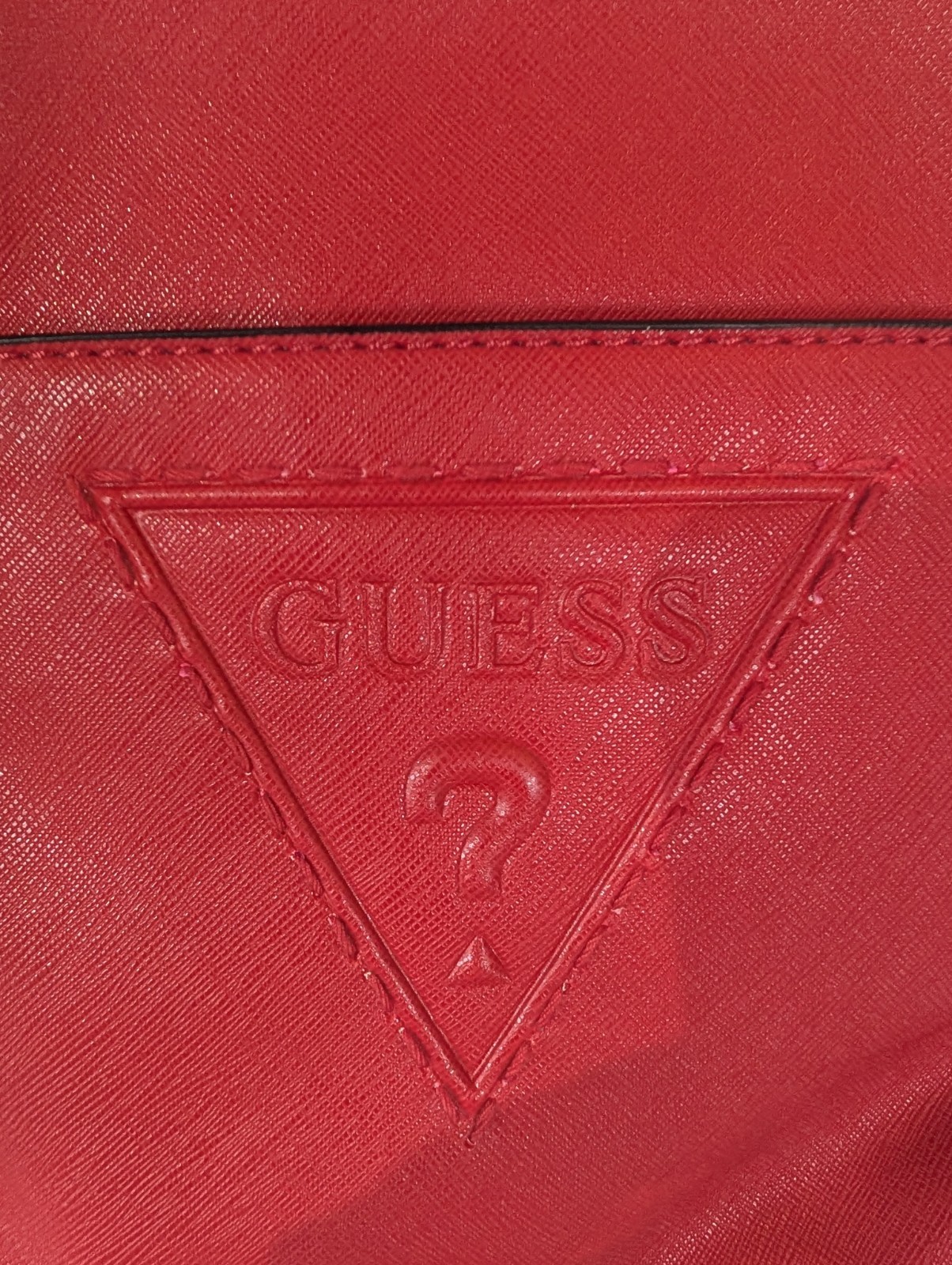 Guess Red Crossbody Bag Embossed Triangle Logo Zip Shoulder Purse