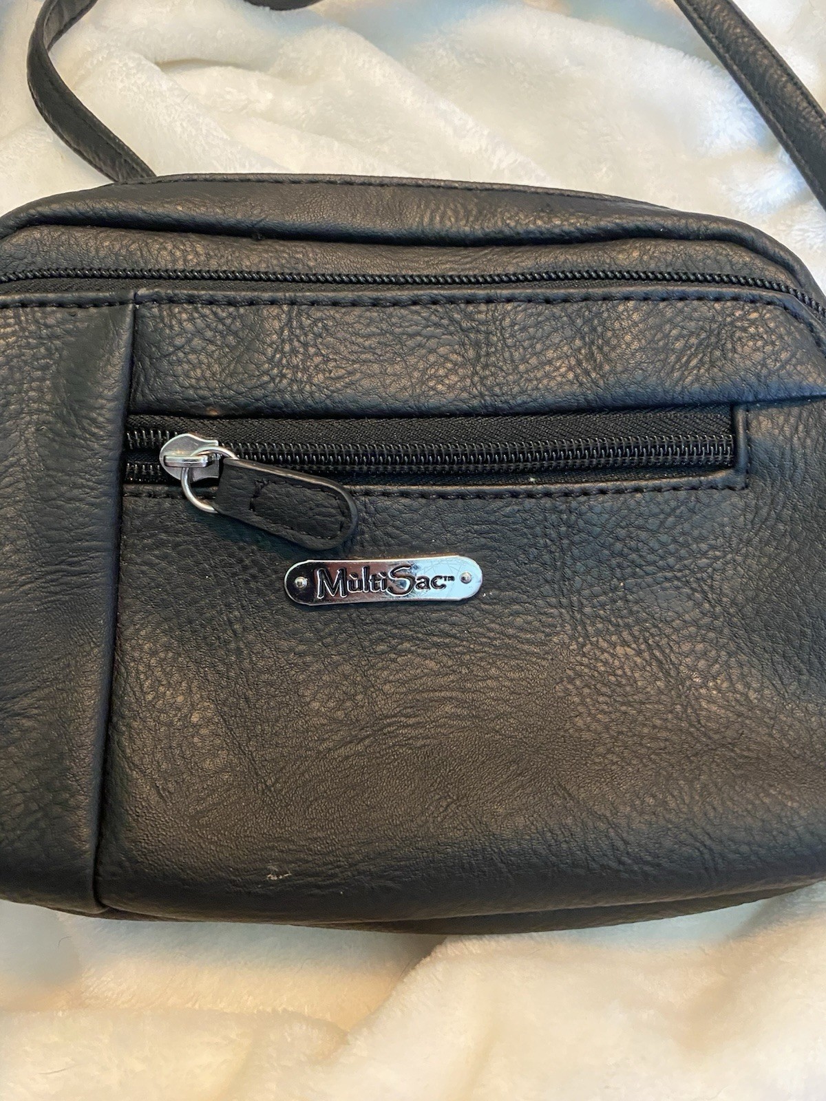Multi Sac Small Zip Compartments Black Crossbody Bag