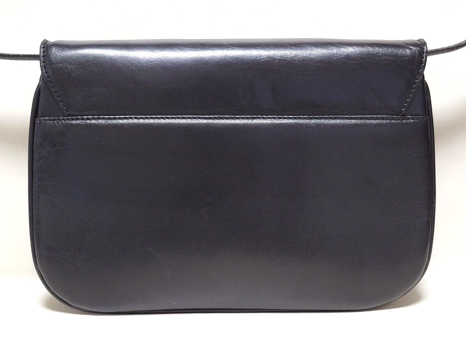 CELINE Shoulder Bag Purse Triomphe Leather Black Vintage