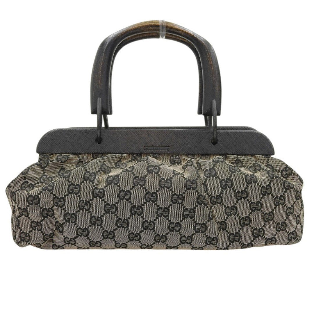 Authenticity GUCCI GG canvas wood handle handbag 112683 1705 beige x black GG lo