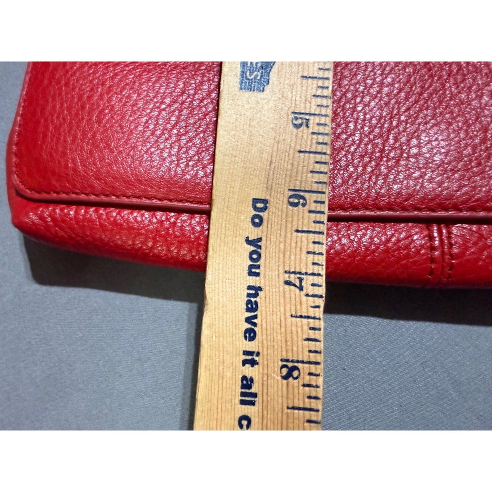 DKNY Shoulder Bag Women Small Red Pebbled Leather Gold Chain Flap