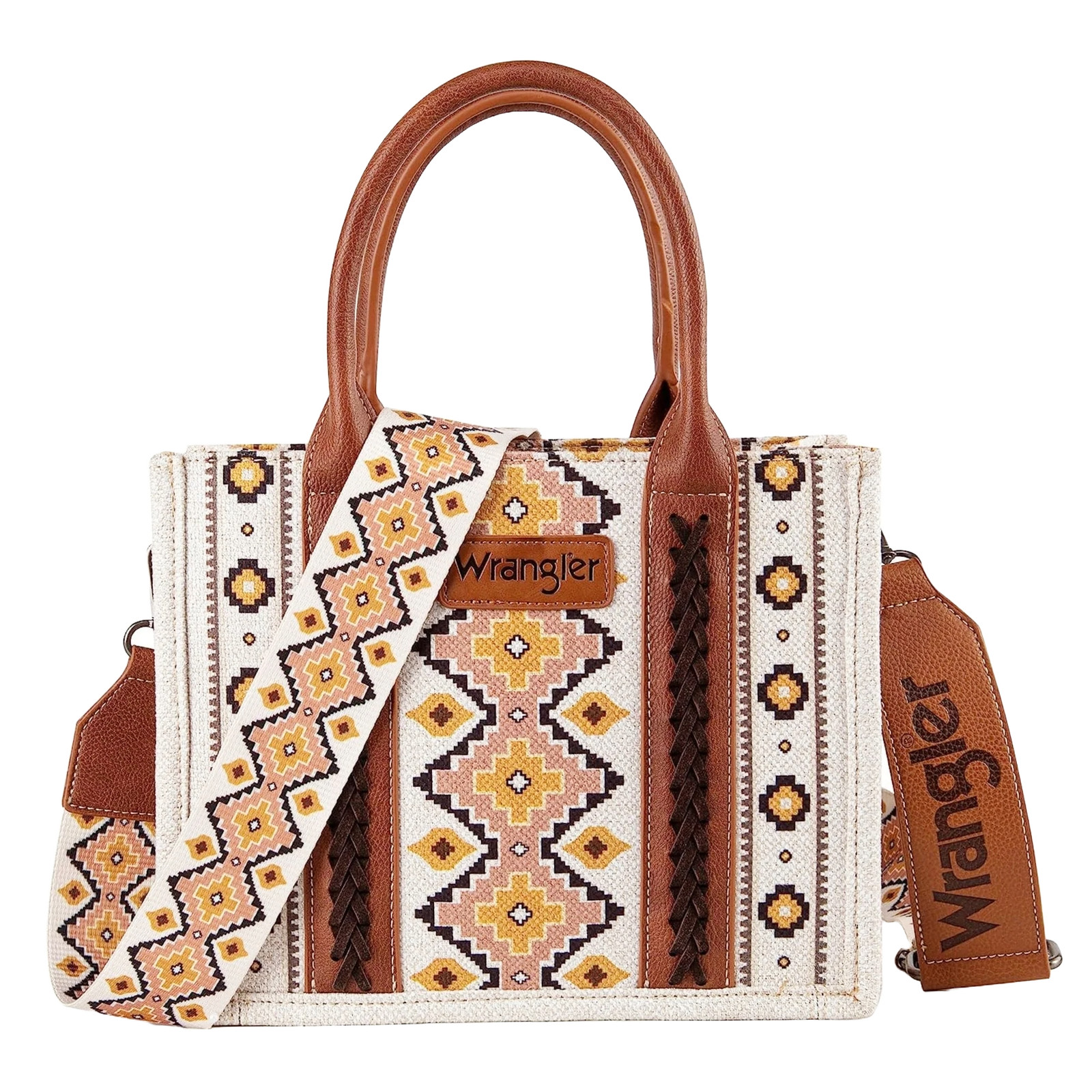 Wrangler Ladies Southwestern Small Coffee Brown Crossbody Tote Bag WG2202-8120S