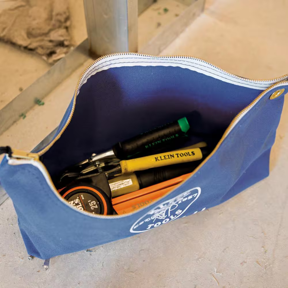 Klein Tools 5539BLU Canvas Zipper Bag for Consumables, Blue Free Ship NEW