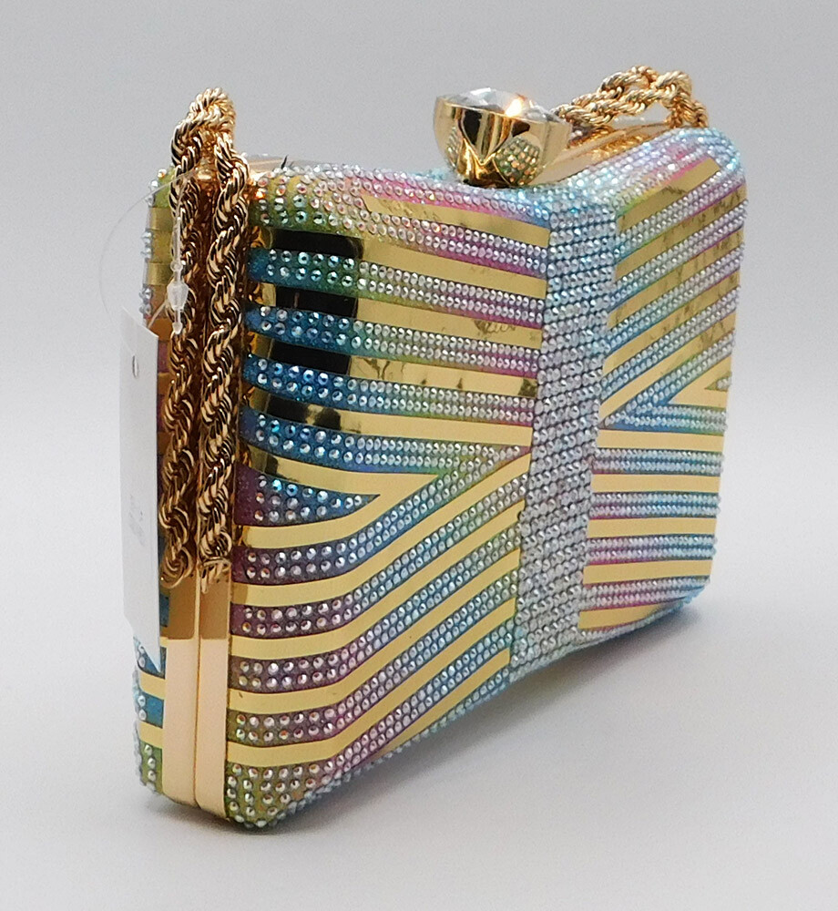 Vintage Crystal Rhinestone Evening Handbag Purse Clutch Party Wedding/MuiltiXH61