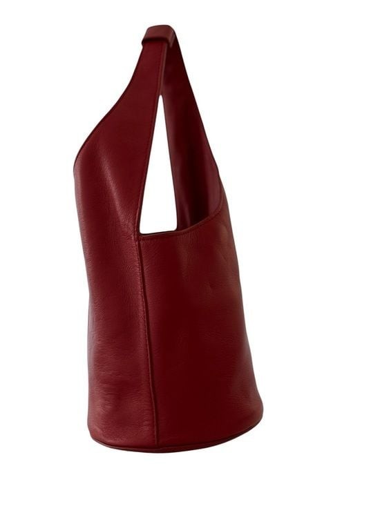 Reformation Red Leather Bucket Bag | Minimalist Shoulder Purse