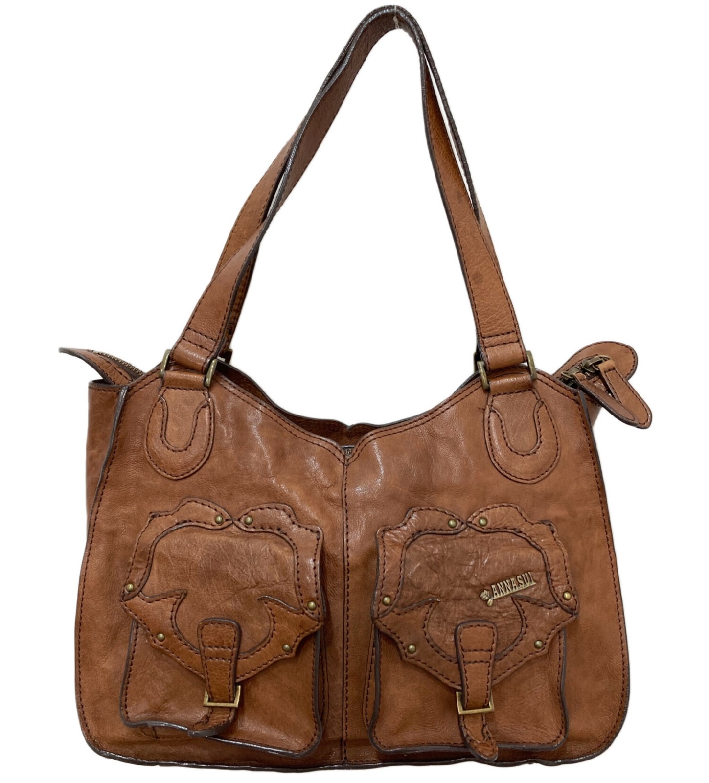 ANNA SUI Tote bag Brown Leather Women Semi Shoulder bag Handbag