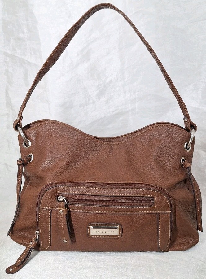 ROSETTI Faux Leather Shoulder Satchel HandBag Purse Double Compartment Multi Pkt