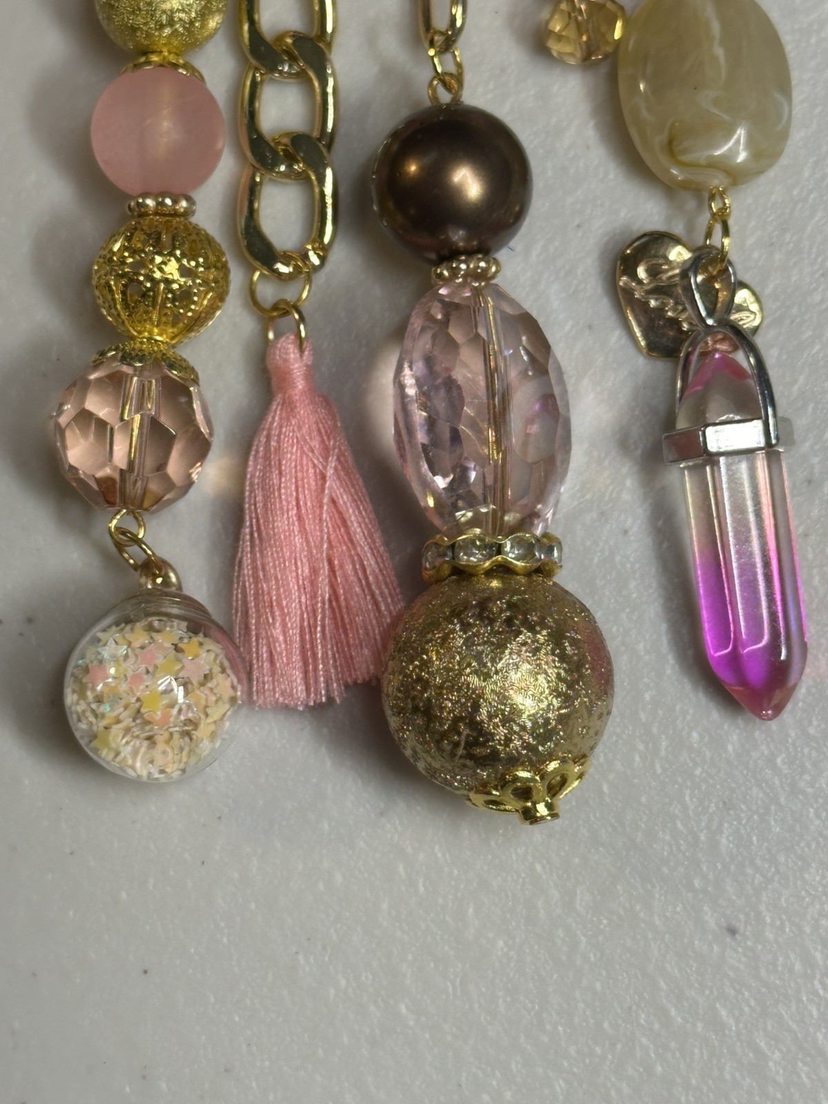 New Artisan Long Chunky Handbag Jewelry Bag Charm Purse Bling Beaded Keychain