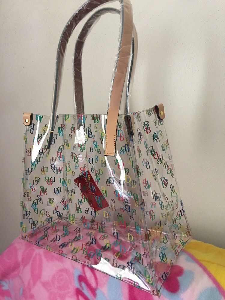 Dooney & Bourke Clear Medium Tote Shopper Bag Purse IT Leather Trim DB Logo-NWT