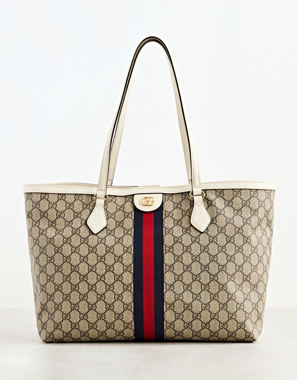 Gucci Ophidia GG Web Medium tote- Beige and White SPB-TS 348260