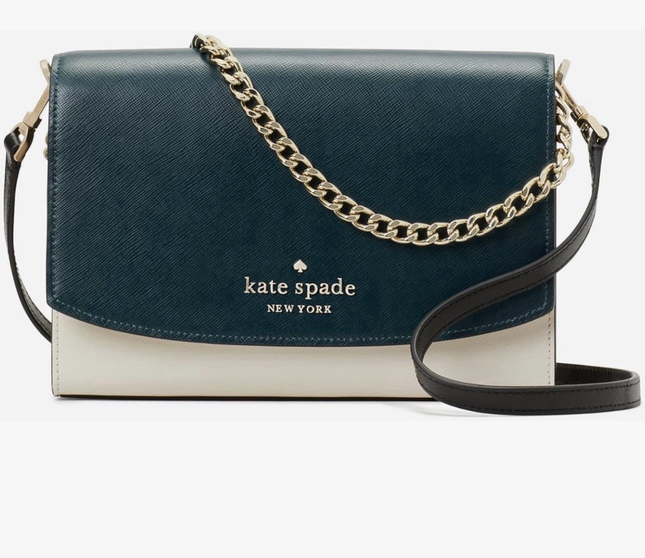 Kate Spade New York Women’s Blue White Black Colorblock Crossbody Gold Chain
