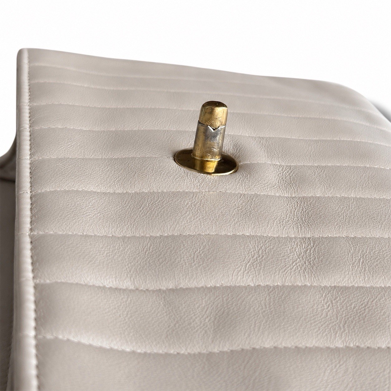 Chanel Mademoiselle Vertical Quilt Flap White Lambskin GHW Series 2 1991-1994