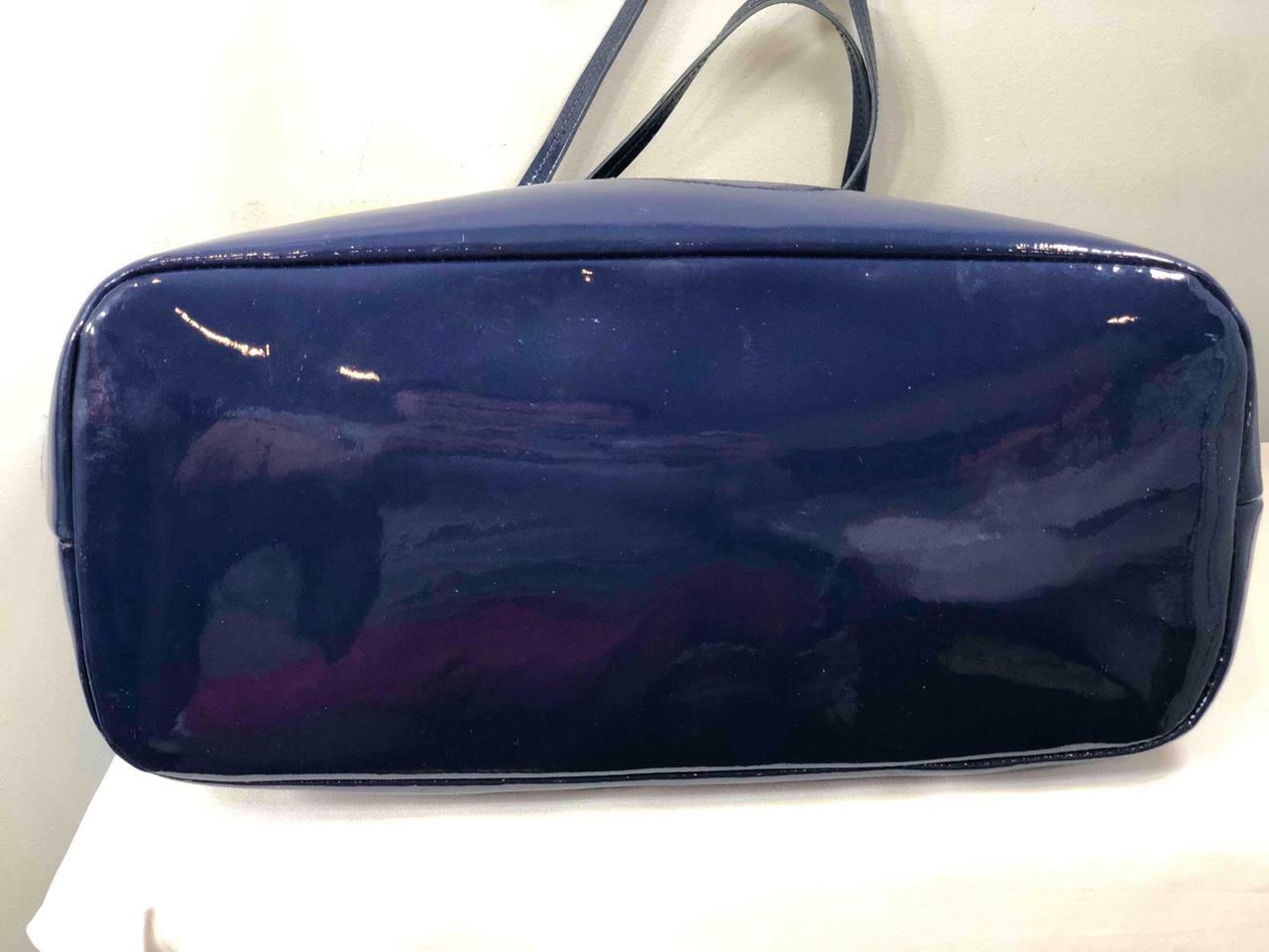 JONATHAN ADLER “Duchess” Straw/ Royal Blue Patent Leather Large Tote Bag