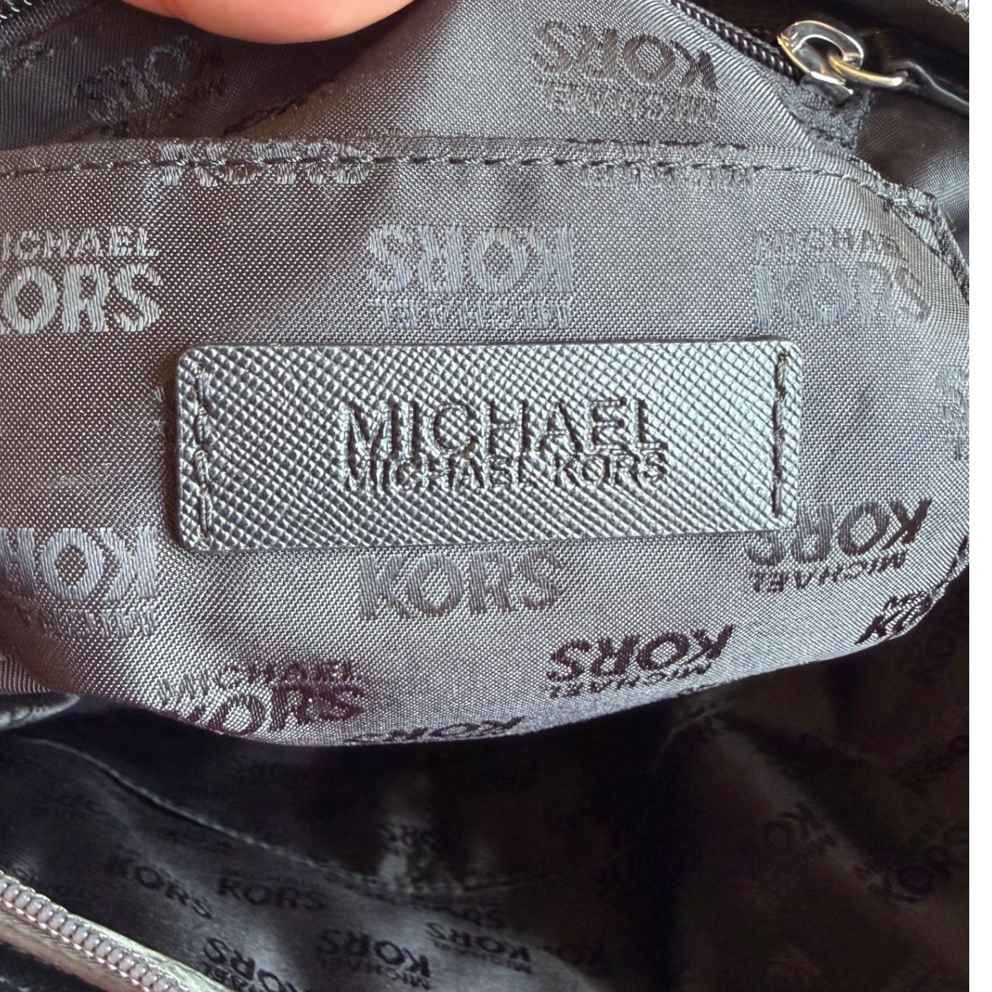 Michael Kors Polly Large Grey Nylon Tote Bag Black Leather Trim 38S5XMTT3C