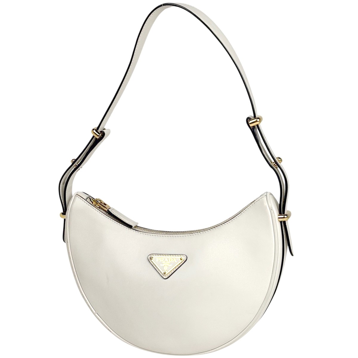 PRADA with logo Shoulder Bag Shoulder Bag leather White 1BC194 Women