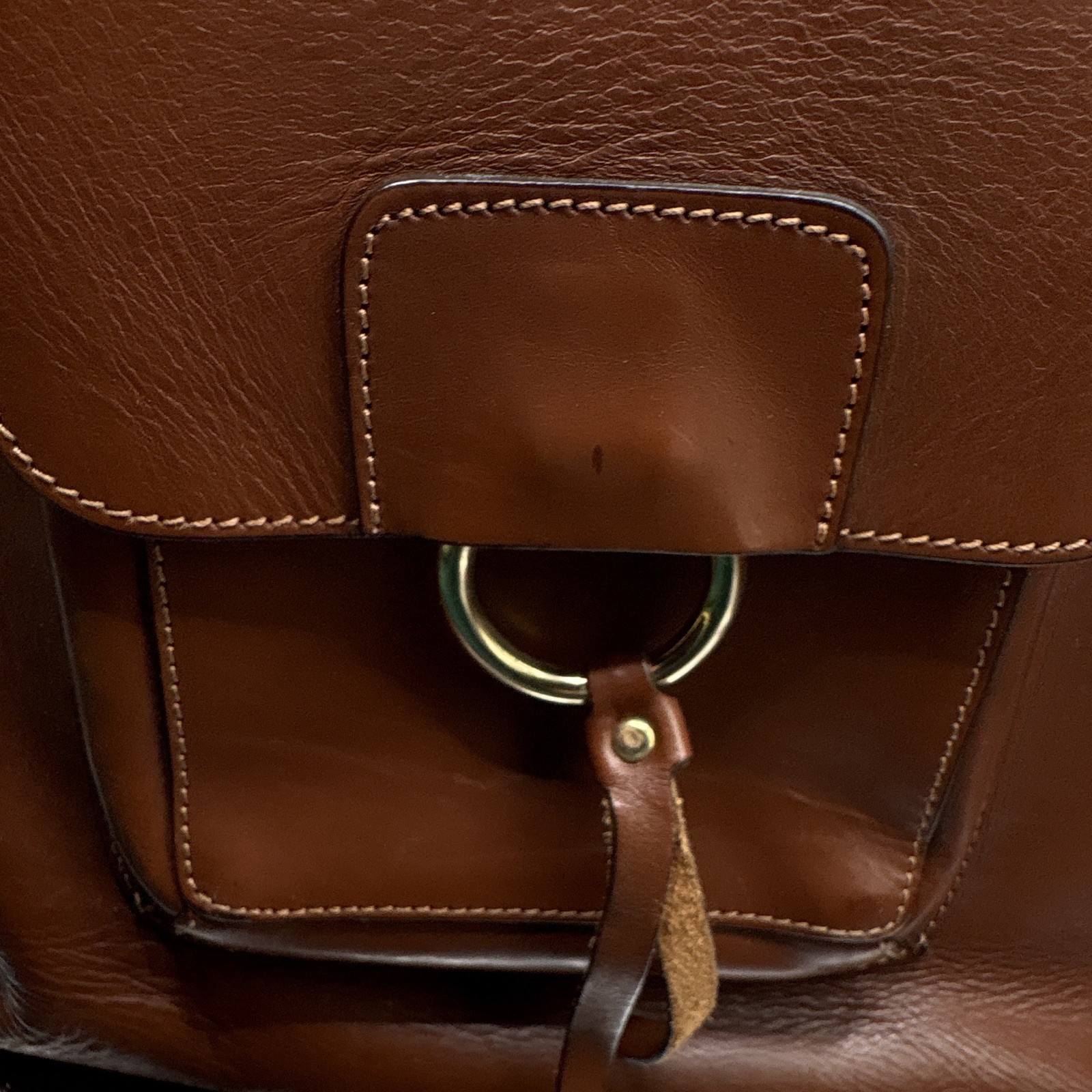 A. Bellucci Brown Tote Red Lining Zip & Magnetic Closure Inner Pockets Italy