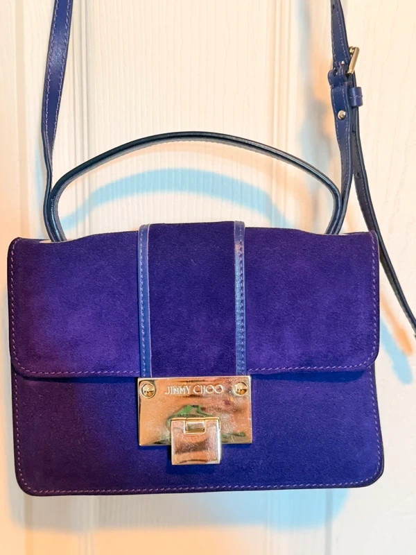 Jimmy Choo Rebel Shoulder Bag – Deep Purple Suede