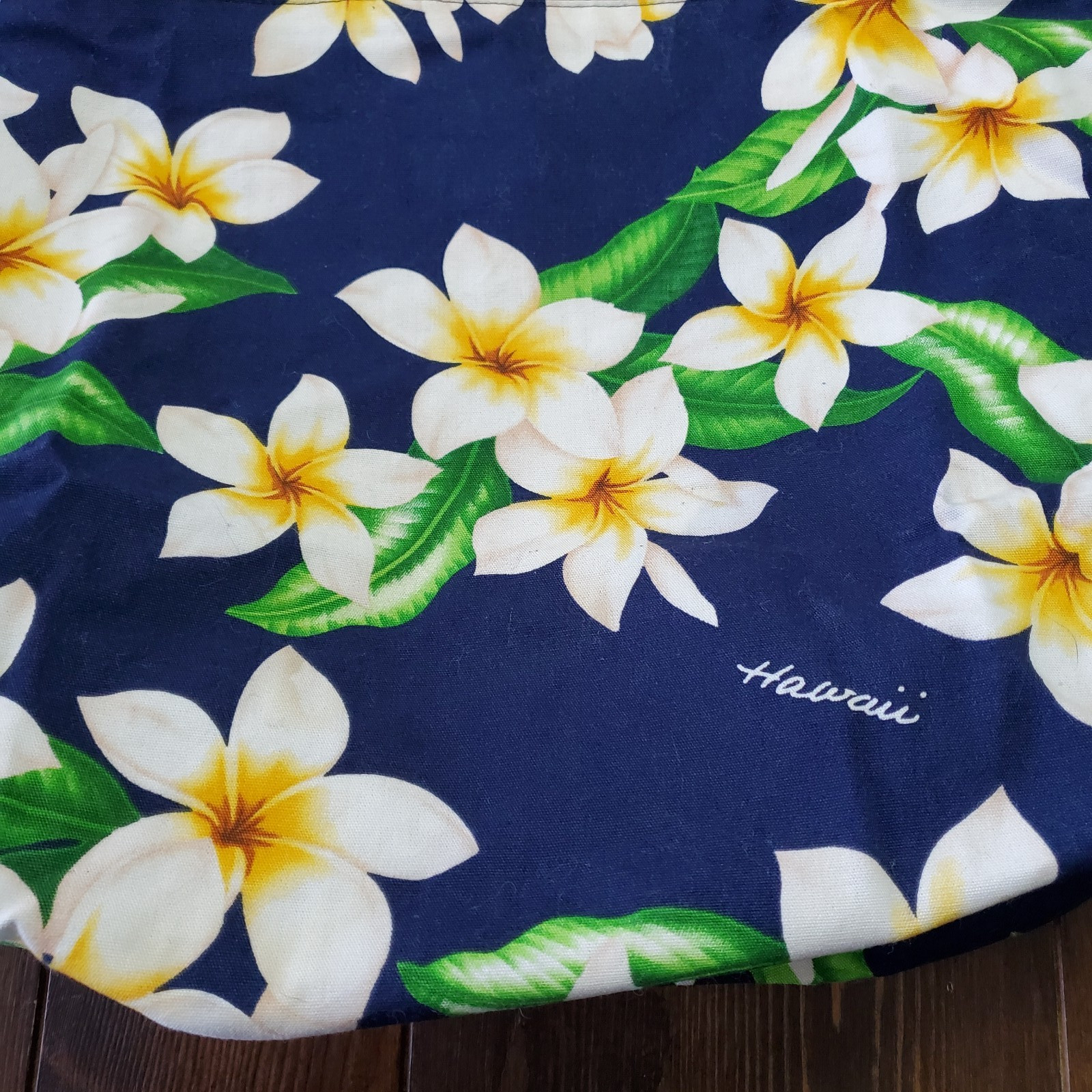 Local Design Hawaii Tote Bag Reversible Blue White Plumeria Purple Sea Turtles