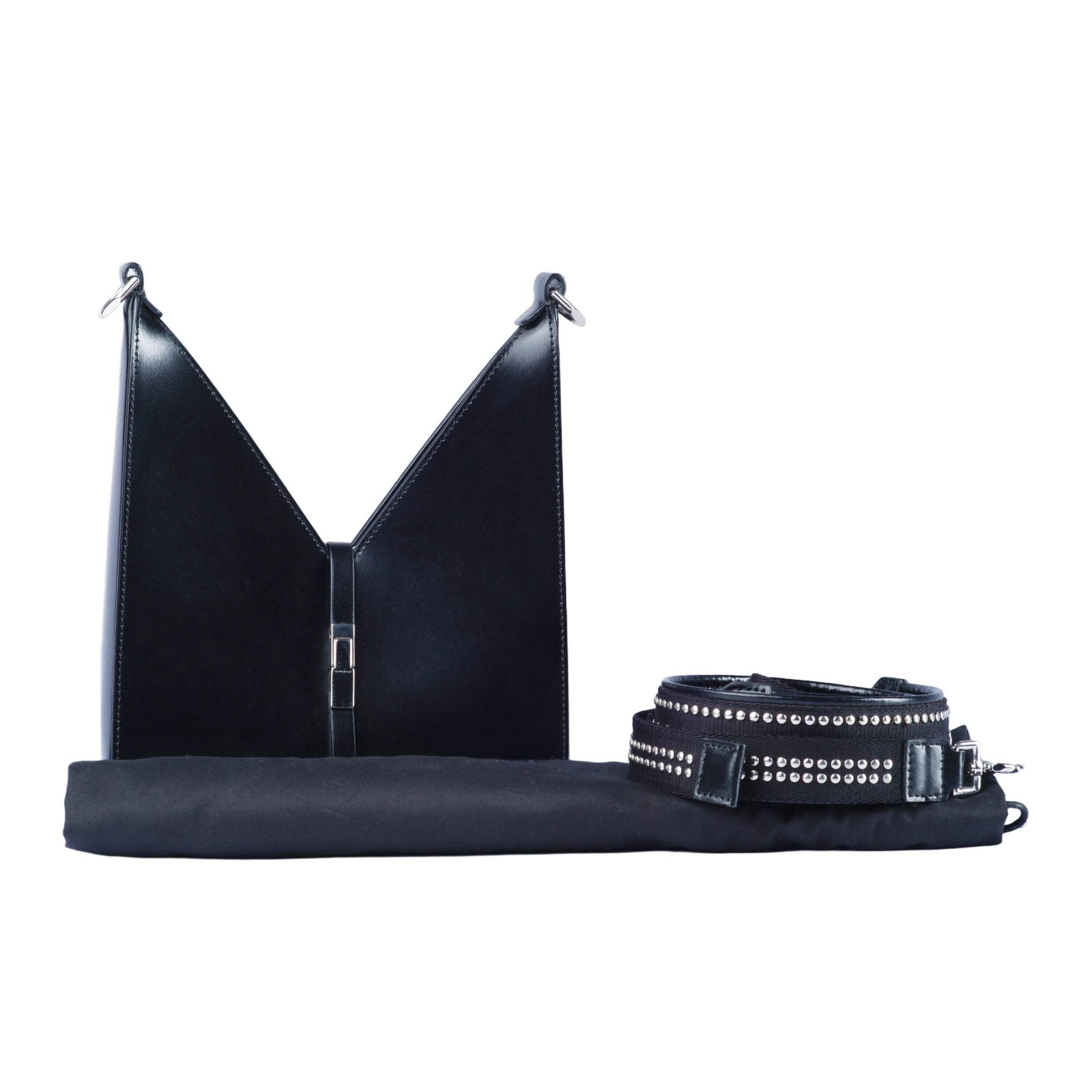 Givenchy Cut Out Black Leather Shoulder Crossbody Bag 2010s Dust Bag