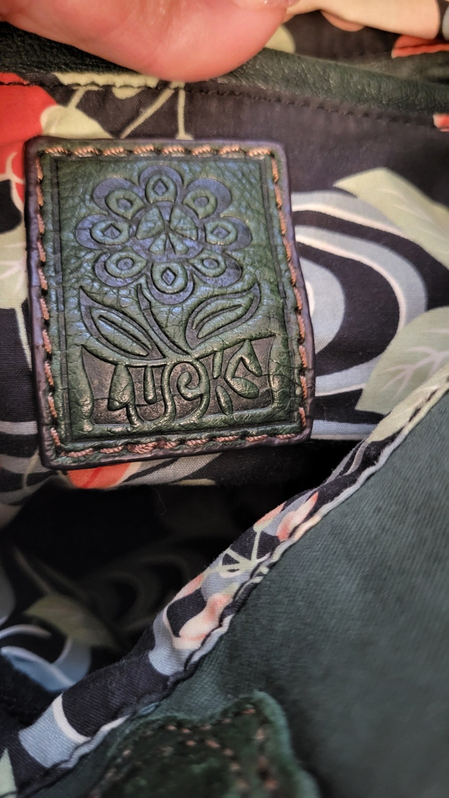 Vintage Lucky Brand Abbey Road Italian Leather Green Hippie Boho Bag W/ Straps
