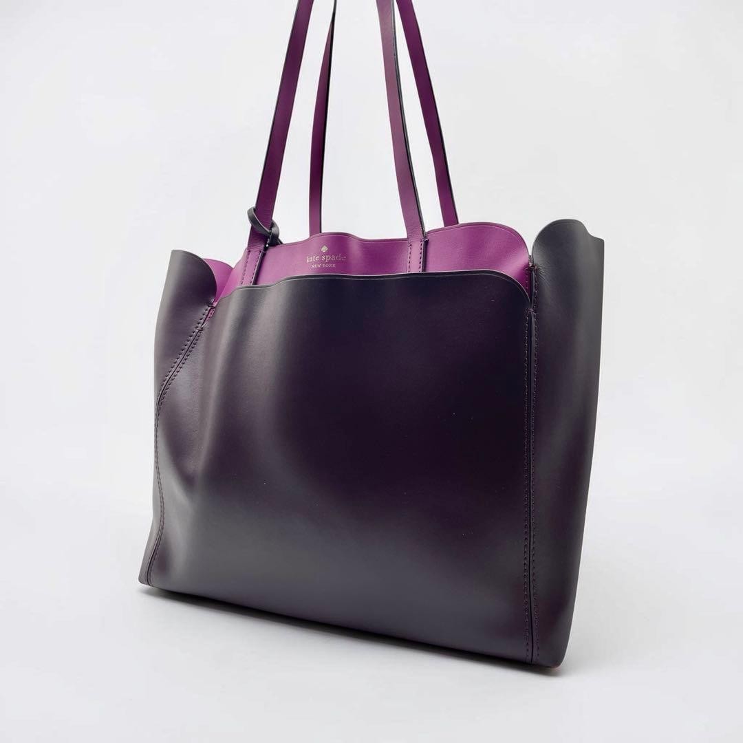 Kate Spade tote bag leather purple two-tone Eye-catching color contrast styling