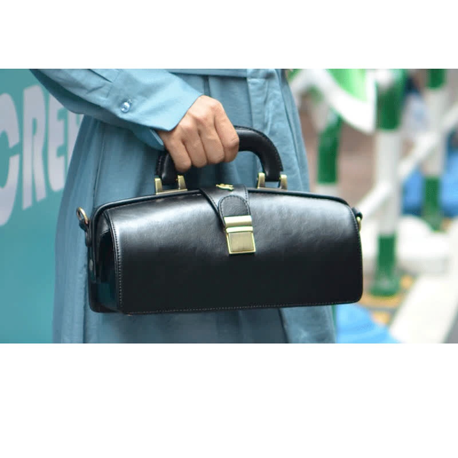 Lady’s Leather shoulder bag Erivis Brown Doctor Bag Adjustable Strap Handles