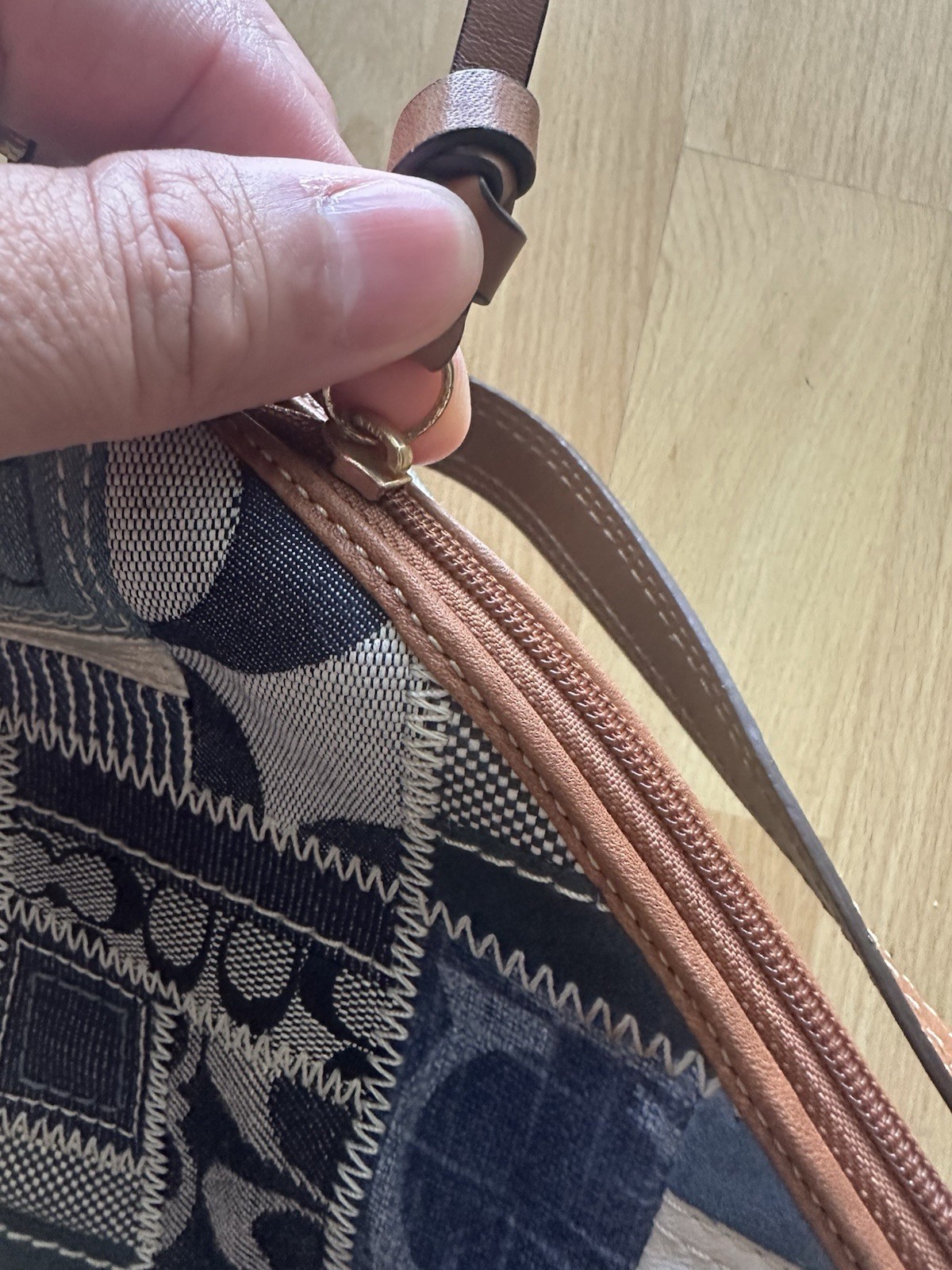 Coach Y2K Denim Patchwork Pouch Mini Bag 41461 Detachable Strap RARE