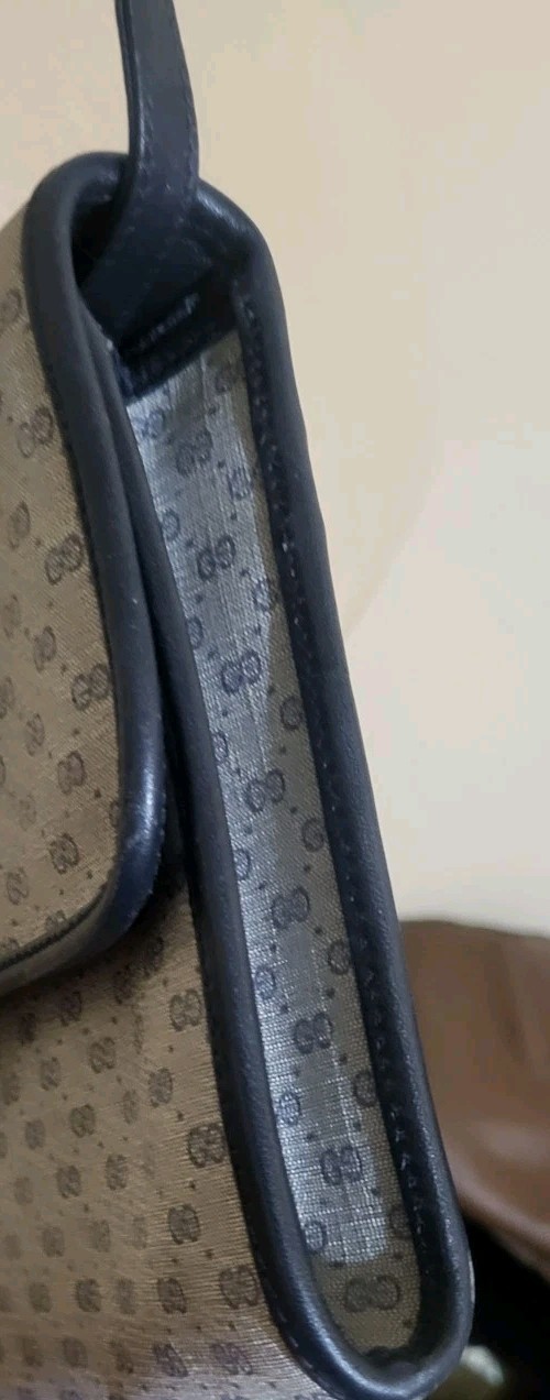 Vintage Gucci Micro GG Monogram Slim Envelope Navy/Gray Clutch Crossbody Bag