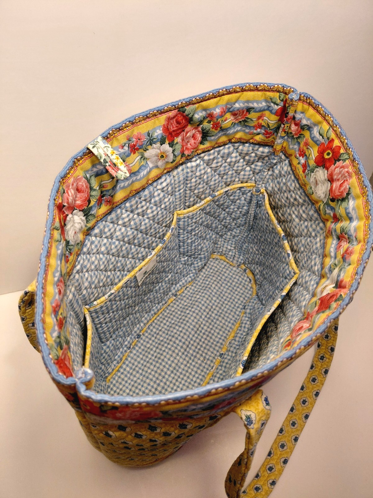 Vtg Vera Bradley Elizabeth GRAND TOTE Bag Spring 1997 Quilted Gingham Retired